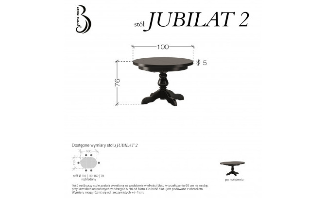 Раскладной стол JUBILAT 110-160 см Dab